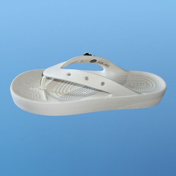 Crocs Classic Platform White Logo Flip-Flops Size W 9 - Picture 3 of 6